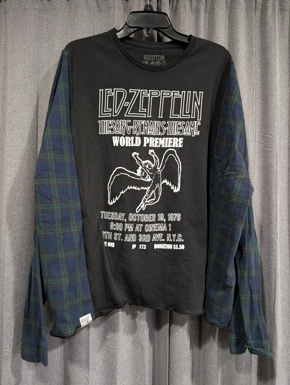 Upcycled Flannel Mash Up Top - Led Zeppelin Song Remains the Same